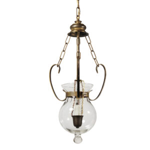 Vintage Brass Italian Bell Jar Pendant Light, Early 1900’s
