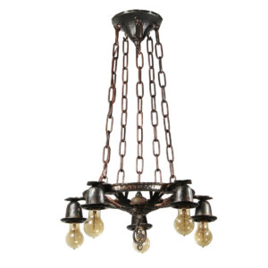 Antique Cast Iron Tudor Chandelier by Virden, Early 1900’s