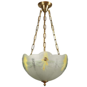 Vintage Brass Inverted Dome Chandelier, Figural