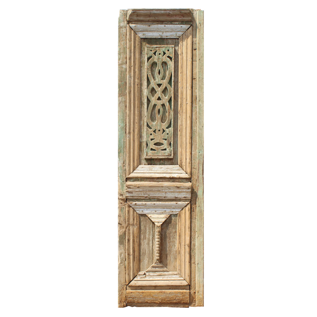 Large Antique 26″ French Colonial Door with Carved Panels
