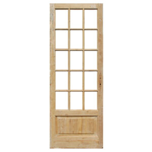 Antique 32” Salvaged Door with Divided Windows, Late 19th Century