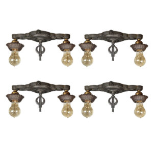 Matching Antique Cast Iron Two-Light Flush Mount Fixtures, Moe Bridges
