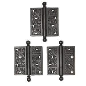 Set of Antique Decorative Cast Iron 4” Hinges, 19th Century