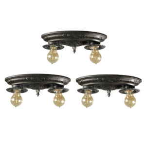 Matching Two-Light Flush Mount Fixtures, Antique Lighting