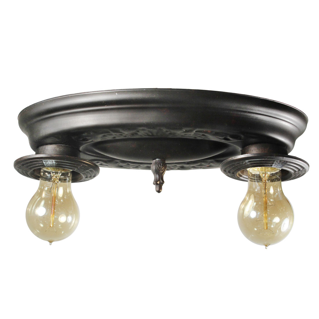 Antique Two-Light Flush Mount Fixture, c. 1920
