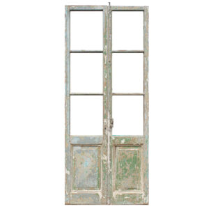 Pair of Salvaged 42″ French Double Doors with Windows, c. 1900