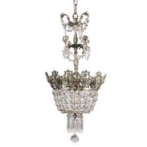 Petite Vintage Figural Chandelier with Prisms, c. 1940