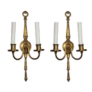 Antique Cast Brass Colonial Revival Sconce Pair, Early 1900’s