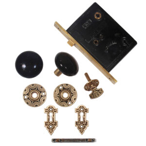 Antique Decorative Entry Door Hardware Set, Late 1800’s