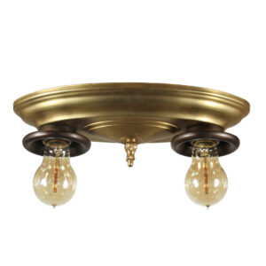 Antique Two-Tone Flush Mount Light with Exposed Bulbs
