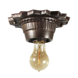 Antique Art Deco Exposed Bulb Flush Mount Fixture, c. 1930