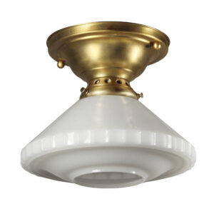 Antique Brass Flush Mount Light with Glass Shade