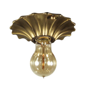 Antique Exposed Bulb Flush Mount Fixture, Early 1900’s