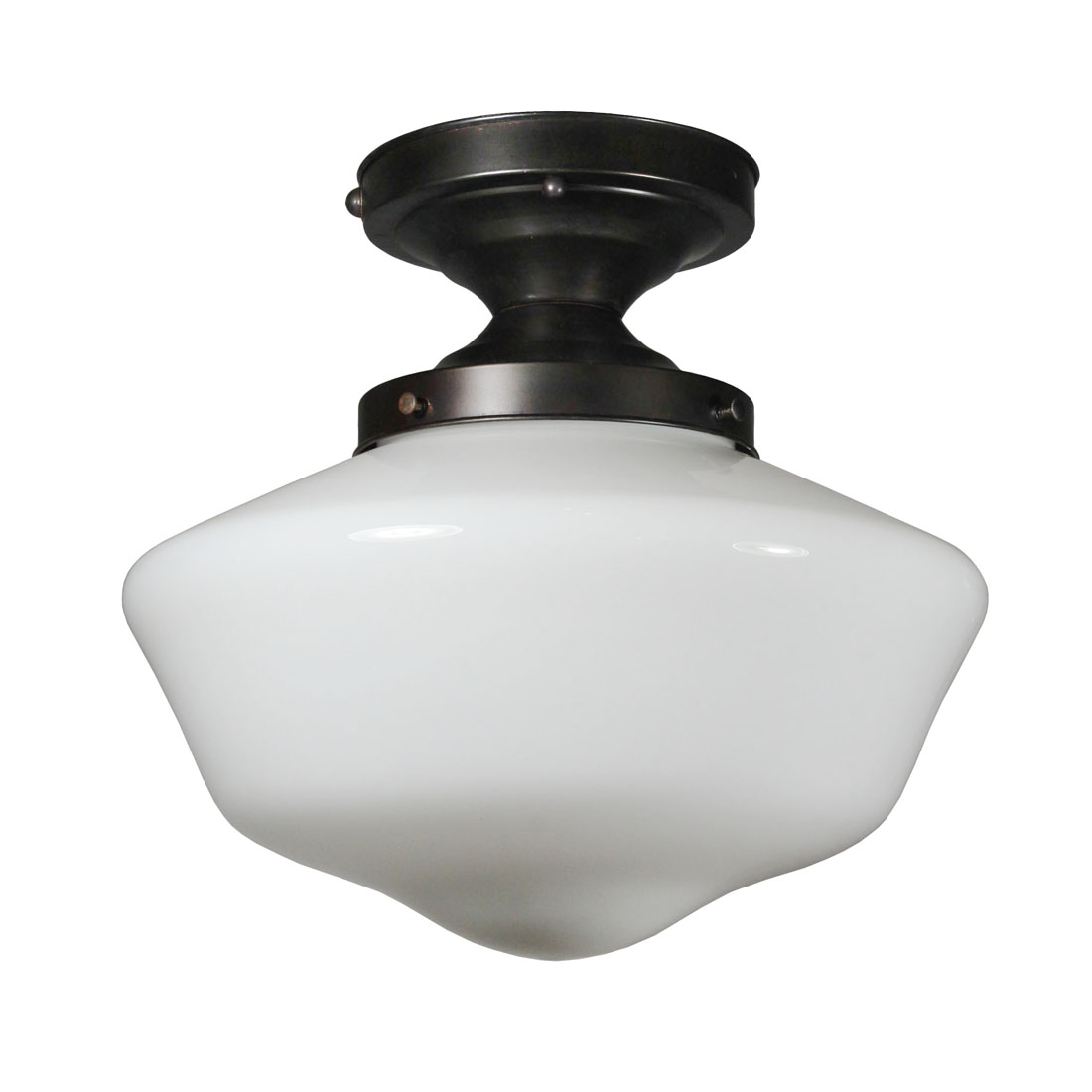 Antique Flush Mount Light with Schoolhouse Shade, Early 1900’s
