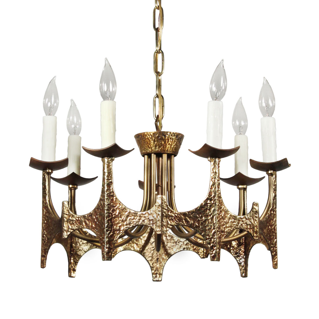 SOLD Vintage Brutalist Seven-Light Chandelier, Moe Bridges