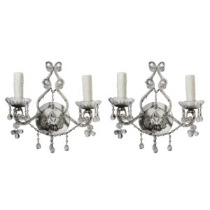 Pair of Vintage Beaded Sconces with Prisms
