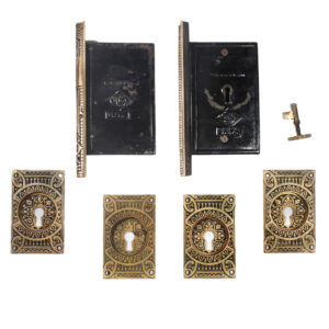 Antique Cast Bronze Pocket Door Hardware Set for Double Doors, Russell & Erwin