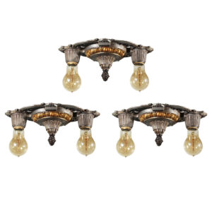 Matching Antique Two-Tone Flush Mount Fixtures, Riddle Co.