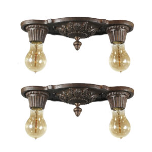 Antique Cast Iron Flush-Mount Fixtures by Markel, c. 1920