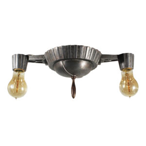 Antique Two-Light Flush Mount Fixture with Exposed Bulbs