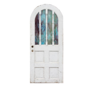 Reclaimed 31″ Arched Door with Slag Glass from Windsor, Lookout Mountain