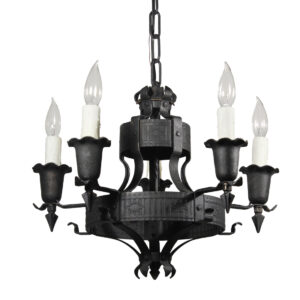 Antique Spanish Revival Five-Light Chandelier, c. 1920