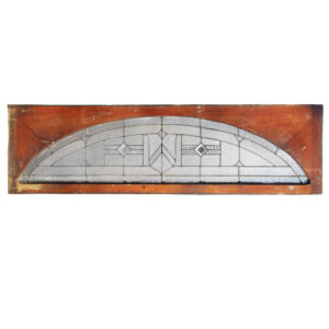 Reclaimed Arched American Leaded Glass Window Transom, Shield