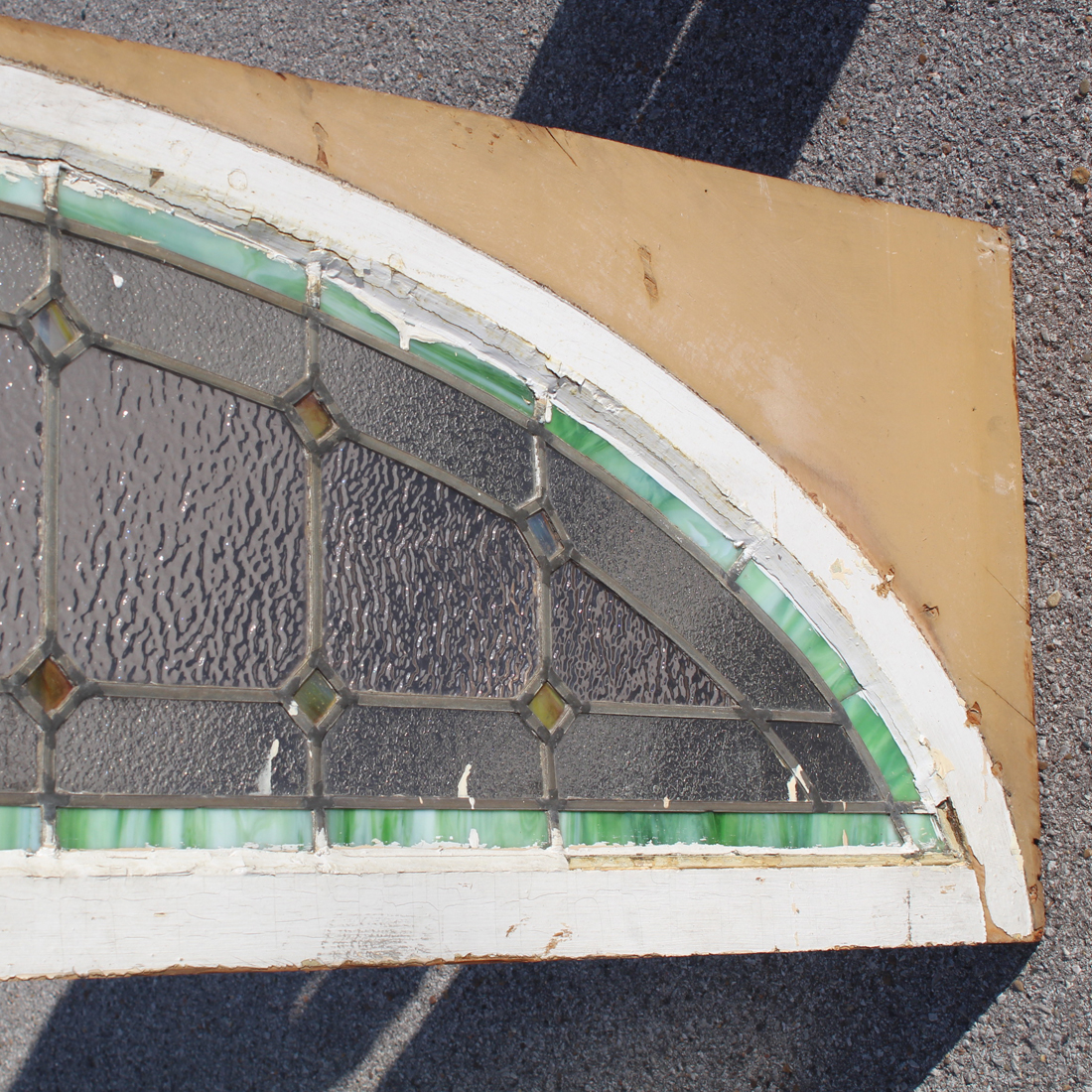 Antique Arched American Stained Glass Window Transom, Early 1900's