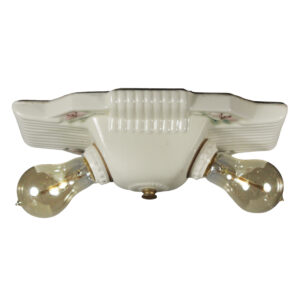 Antique Porcelain Two-Light Flush Light with Flowers