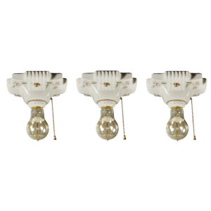 Antique Porcelain Exposed-Bulb Flush Mount Lights, Flowers