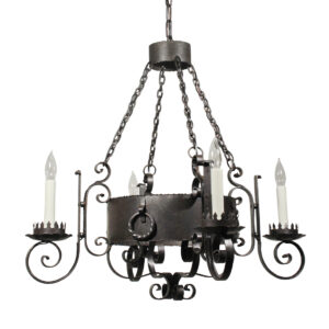 Antique Cast Iron Four-Light Tudor Chandelier, Early 1900’s