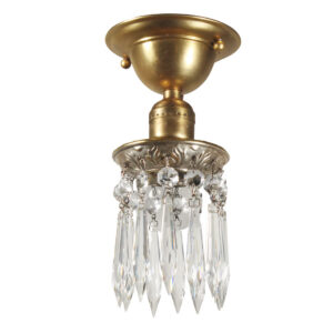 Two-Tone Flush Mount Fixture with Prisms, Antique Lighting