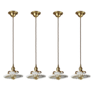 Matching Antique Pendant Lights with Glass Shades, Ruffle