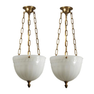 Antique Neoclassical Inverted Dome Lights by Brasco Lite & Luminous Unit Co. Antique Neoclassical Inverted Dome Lights by Brasco Lite & Luminous Unit Co.