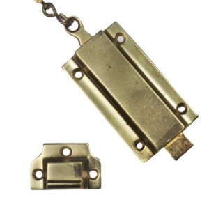Petite Antique Cast Brass Surface Mount Head Bolt & Catch, New Old Stock