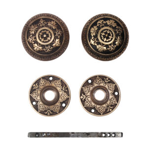 Antique Cast Bronze “Leaf Pattern” Door Hardware Set, Corbin