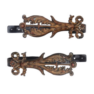 Antique Pairs of Decorative Cast Iron Curtain Tie Backs, Ribbons