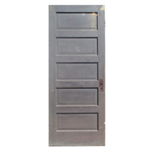 Salvaged 32” Five-Panel Solid Wood Door, Antique Doors