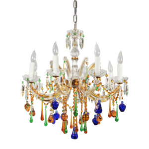 Vintage Glass Murano Chandelier with Prisms