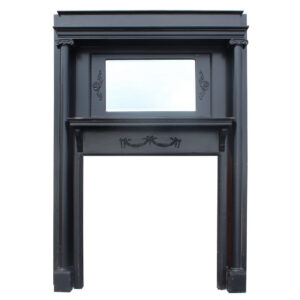 Salvaged Antique Fireplace Mantel with Beveled Mirror, Ribbons