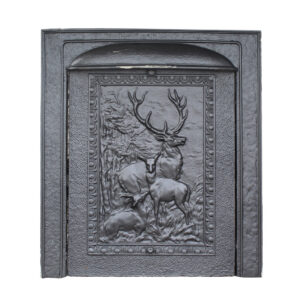Antique Figural Fireplace Summer Cover Set with Stag Scene