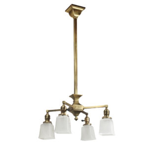 Antique Brass Arts and Crafts Chandelier, Early 1900’s