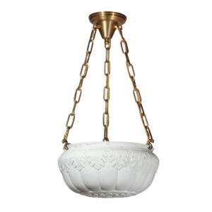 Antique Brass Inverted Dome Chandelier, Neoclassical Lighting