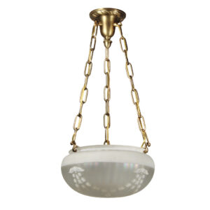 Antique Neoclassical Inverted Dome Chandelier with Iridescent Shade, c. 1910