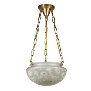 Antique Neoclassical Inverted Dome Chandelier with Iridescent Shade, Daisy