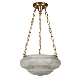 Brass Neoclassical Inverted Dome Chandelier, Antique Lighting