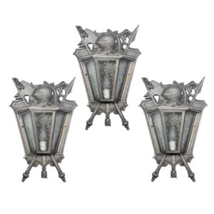 Matching Antique Figural Lantern Sconces by “HADCO”