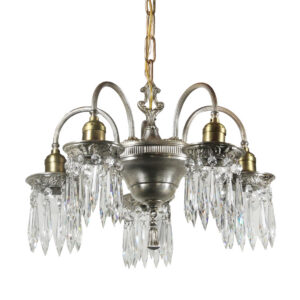 Antique Two-Tone Chandelier with Prisms, Early 1900’s