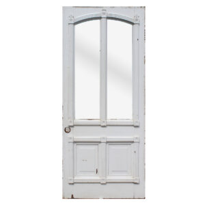 Reclaimed 36” Antique Cottage Door with Arched Window, 19th Century