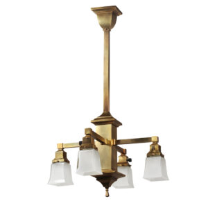 Brass Arts and Crafts Chandelier, Antique Lighting